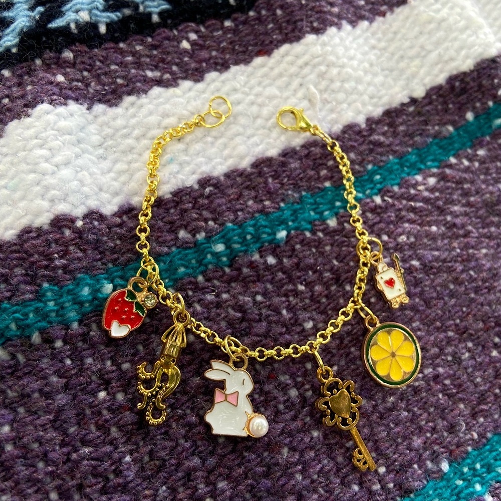 Gold Charm Bracelet- handmade